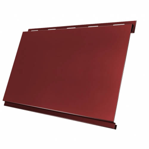 Сайдинг металлический Вертикаль 0,2 Grand Line classic 0,5 Velur20 с пленкой RAL 3009 оксидно-красный Сайдинг металлический Вертикаль 0,2 Grand Line classic 0,5 Velur20 с пленкой RAL 3009 оксидно-красный
